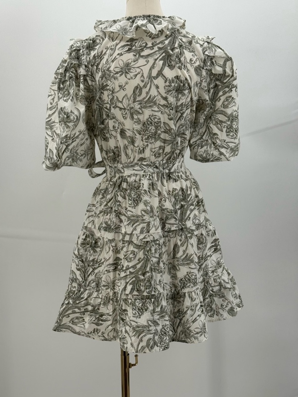 Caroline Constas Floral Wrap Mini Dress Puff Sleeve Romantic Summer Boho Chic - Picture 9 of 16